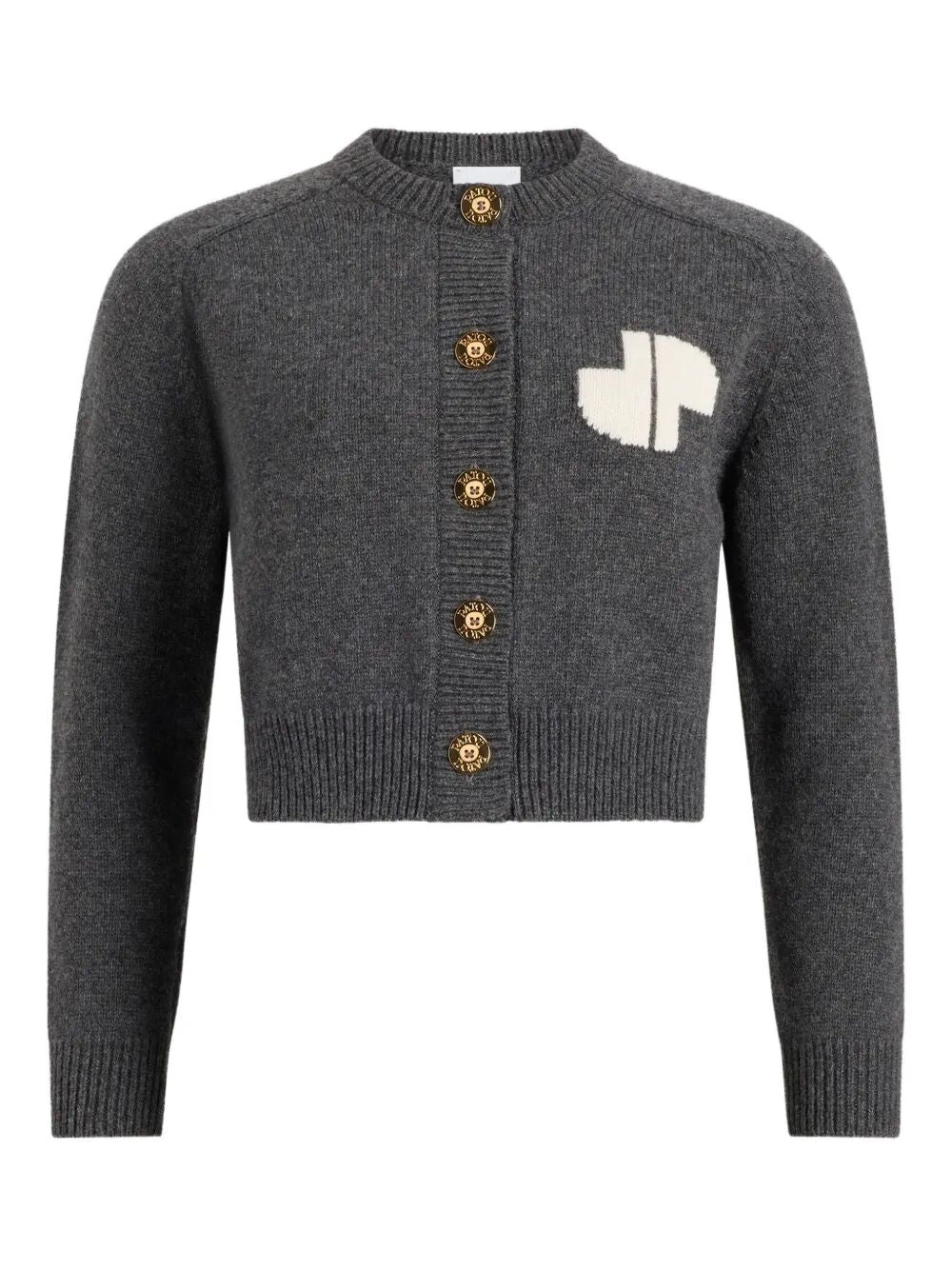 PATOU Monogram Intarsia Wool and Cashmere Cropped Cardigan