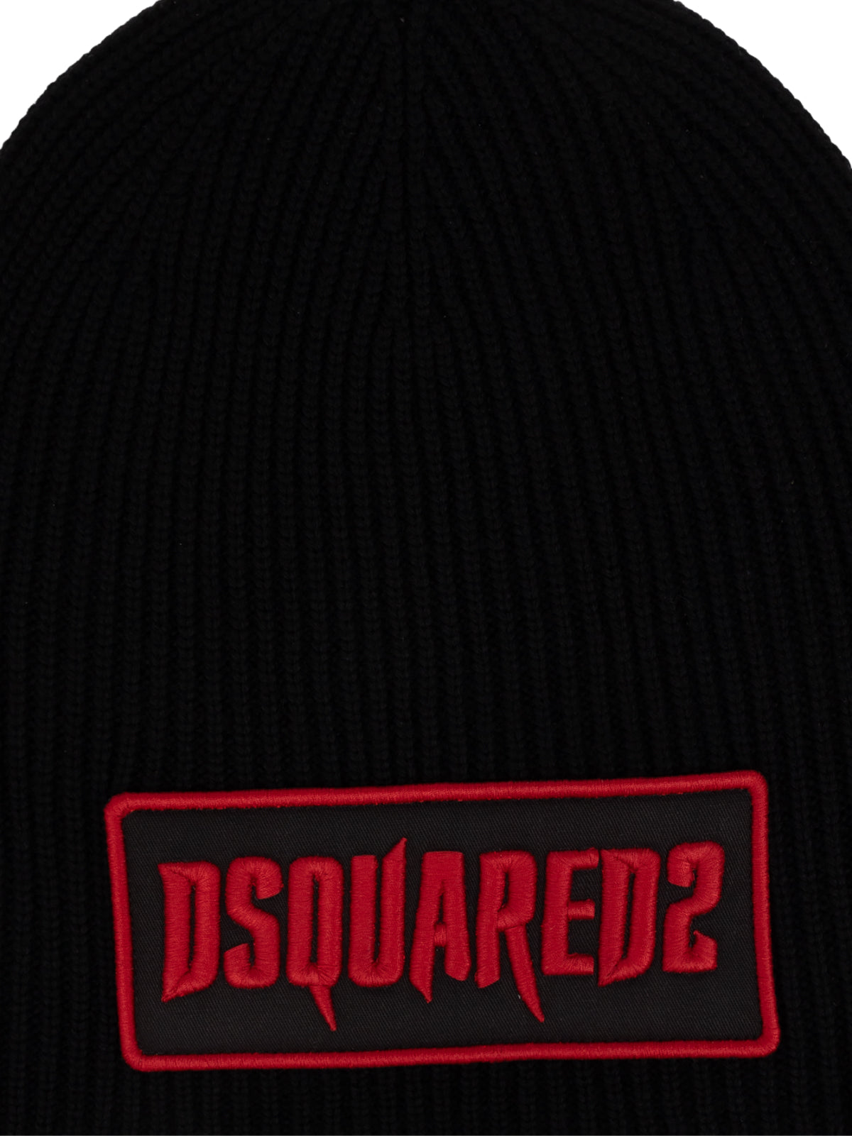 DSQUARED2 Gothic Logo Patch Knit Wool Beanie