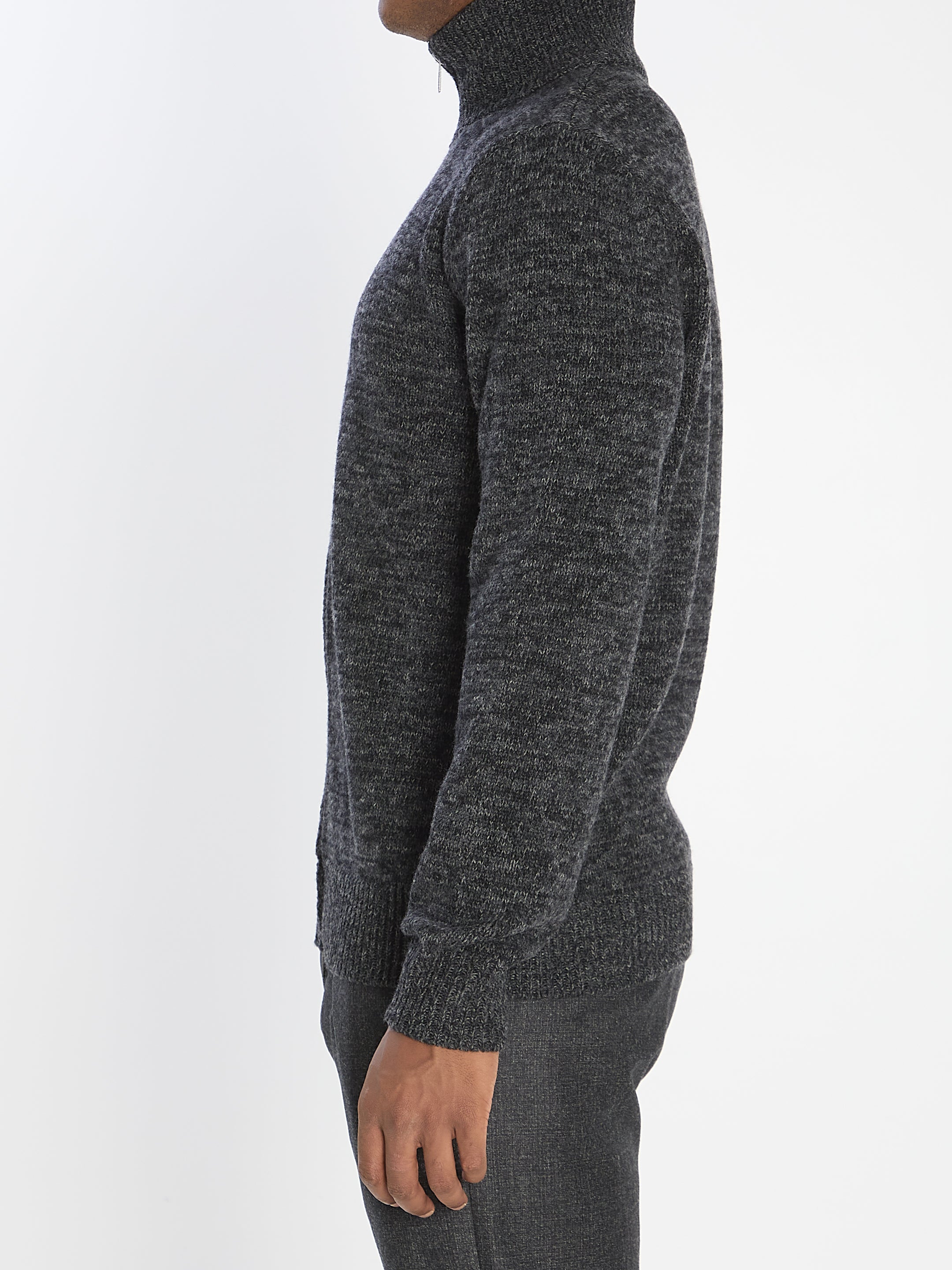 BARENA Regular Fit High Collar Knit Sweater with Zip Closure - FW25