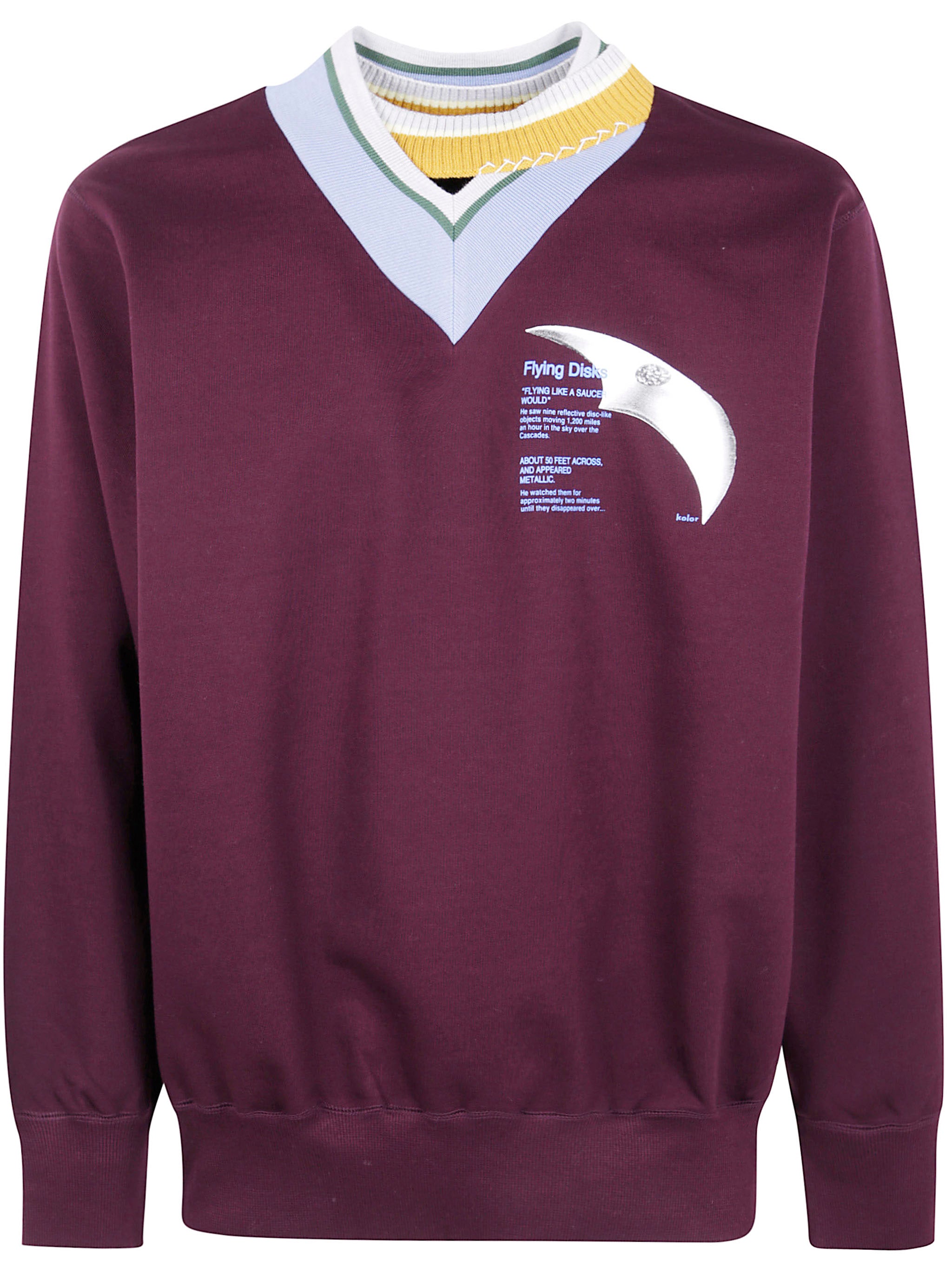 KOLOR Cut & Sew V Neck Sweater for Men