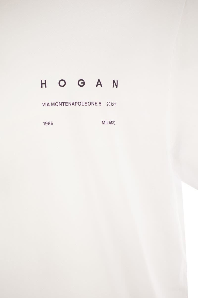 HOGAN Unisex Boxy Fit Crew-Neck T-Shirt with Logo Print