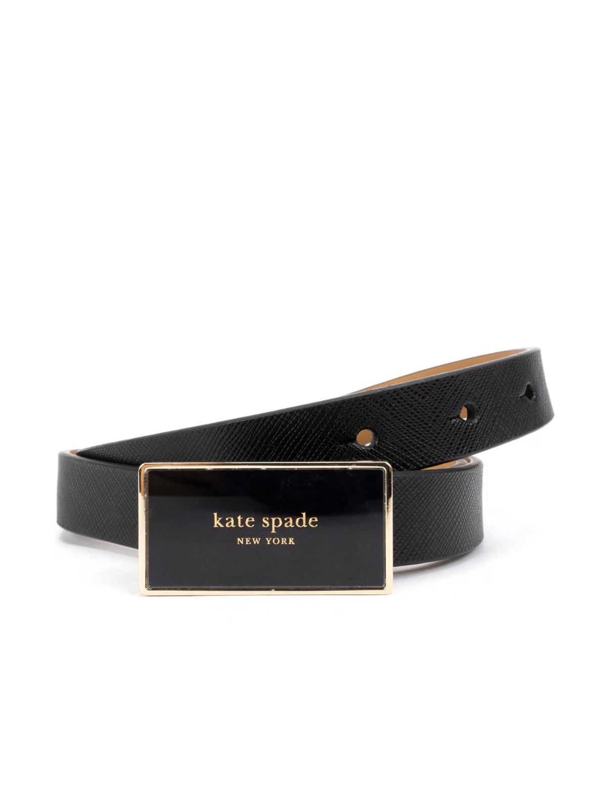 KATE SPADE NEW YORK Logo Plaque Leather Belt - 2 CM Width