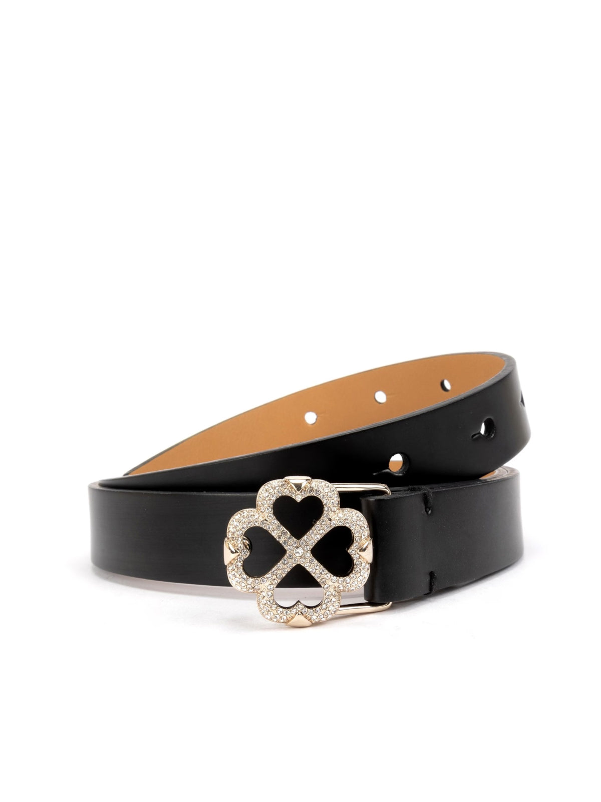 KATE SPADE NEW YORK Flower Logo Buckle Leather Belt - 2 cm Width