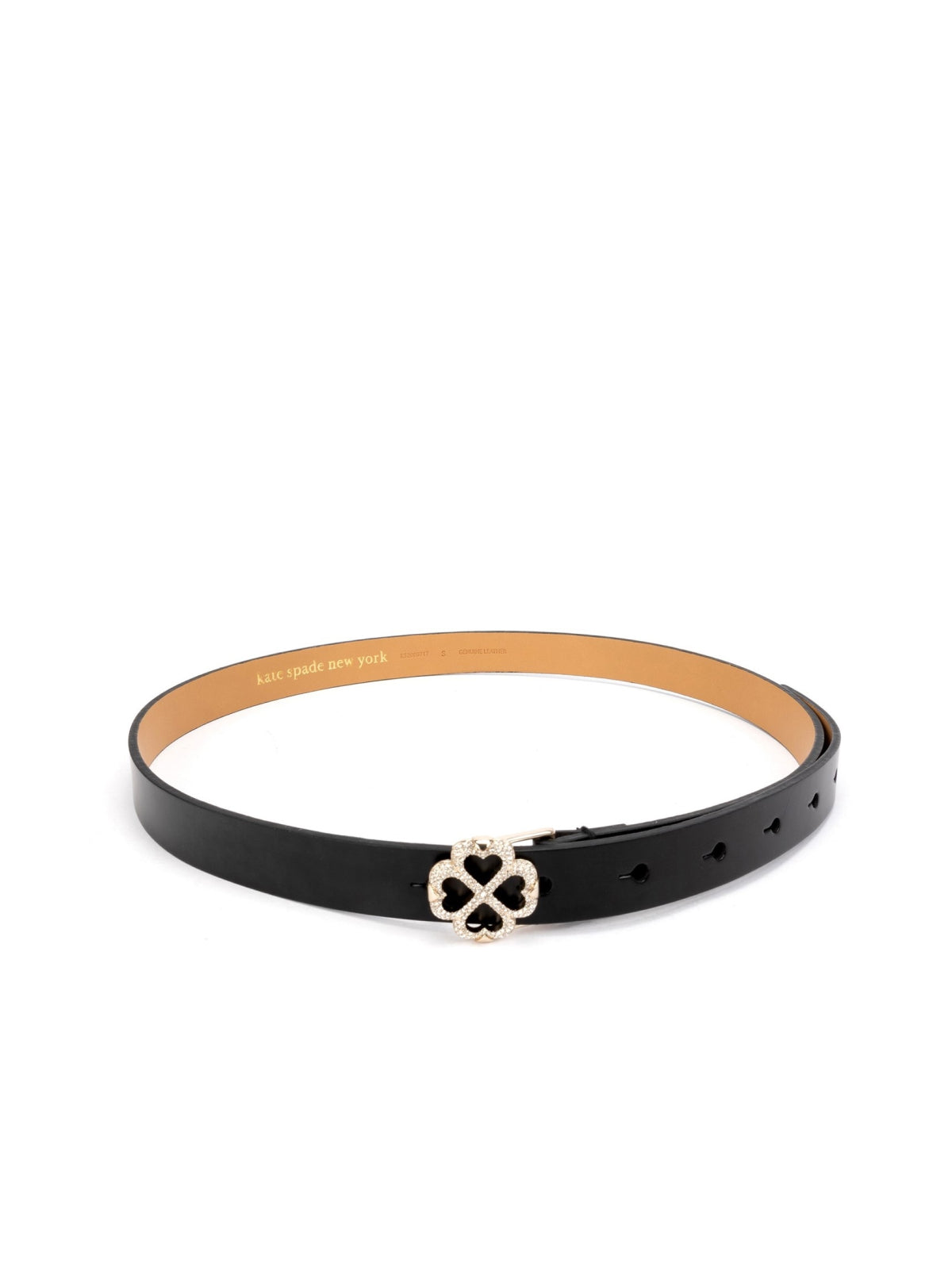 KATE SPADE NEW YORK Flower Logo Buckle Leather Belt - 2 cm Width