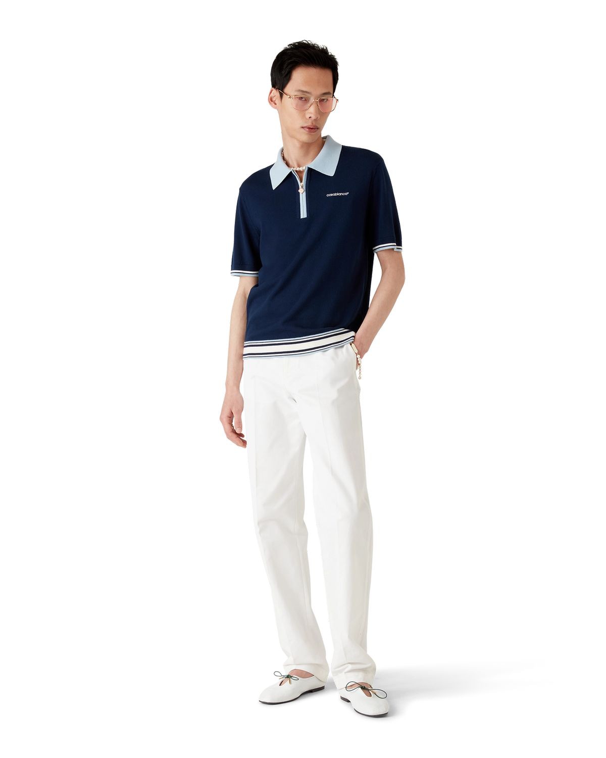 CASABLANCA Merino Wool Tennis Polo for Men