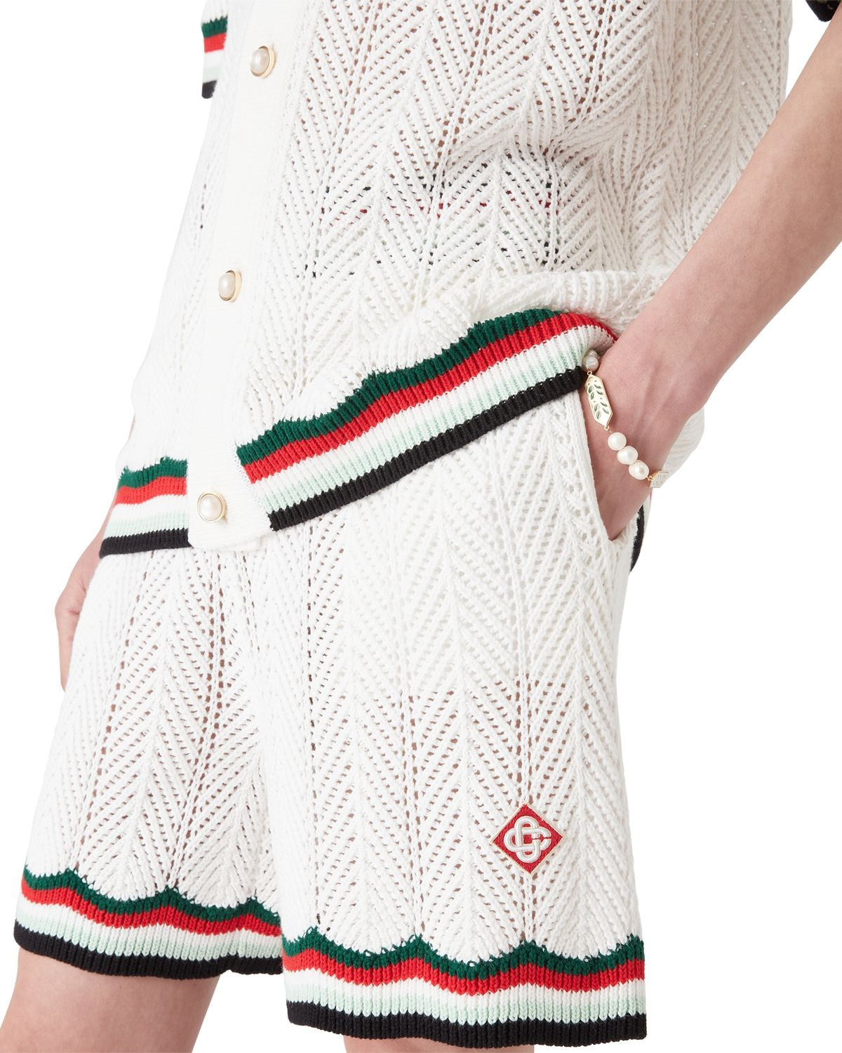 CASABLANCA Chevron Faux Crochet Mini Shorts for Men