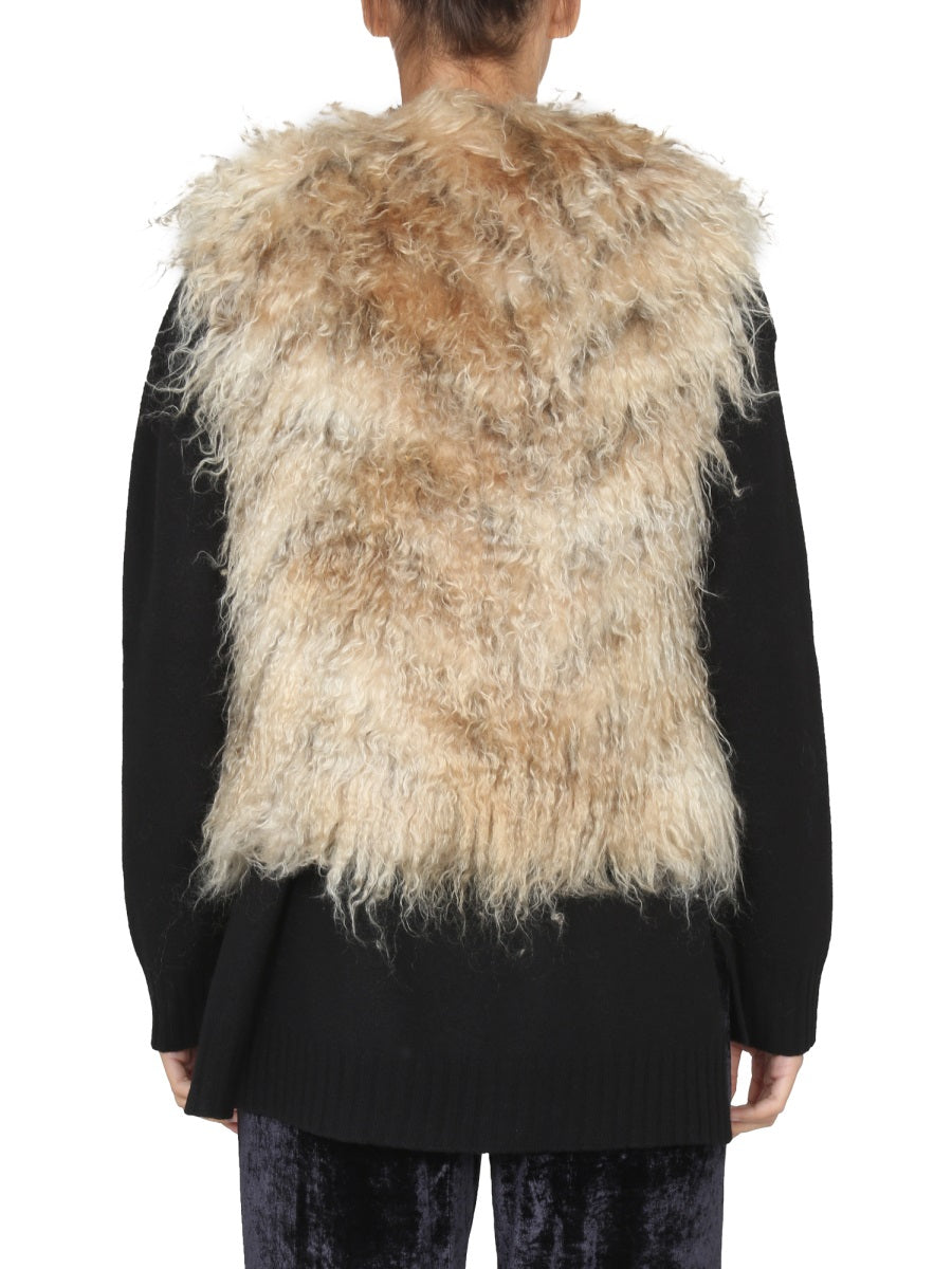 BECAGLI SINCE 1994 Mohair Fur Vest with Crossbar Front Closure