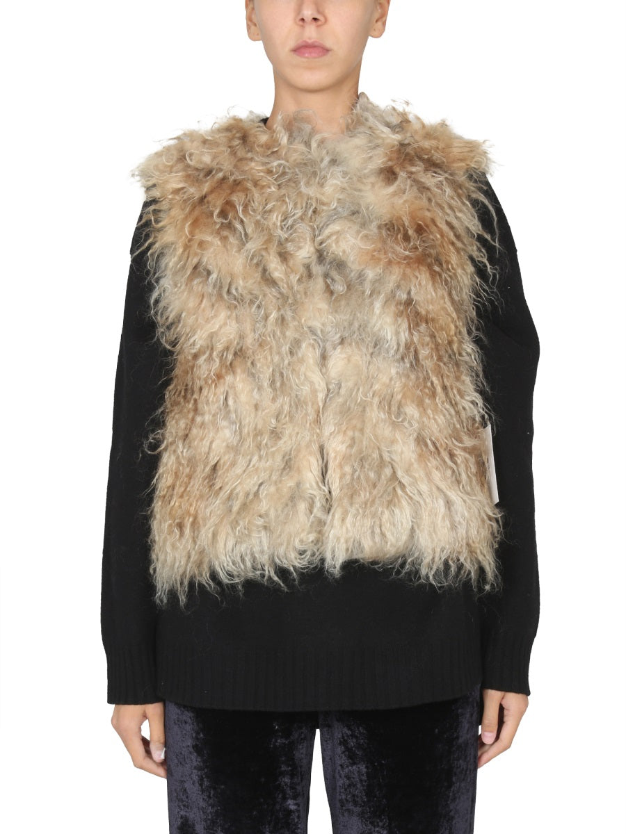 BECAGLI SINCE 1994 Mohair Fur Vest with Crossbar Front Closure