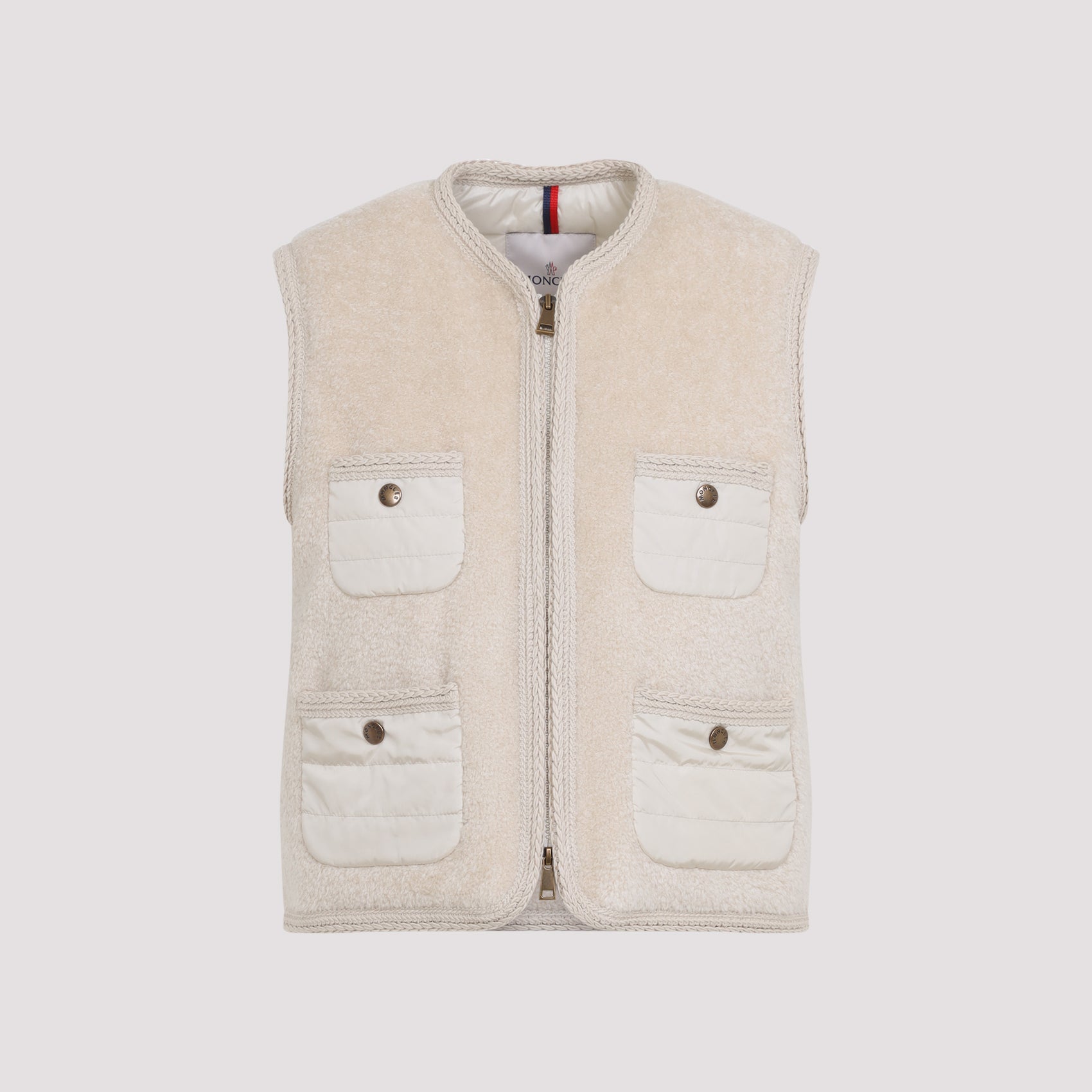MONCLER Mini Teddy Fleece Vest with Down-Fill for Women