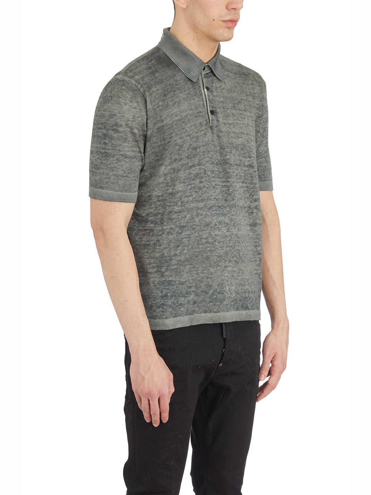 AVANT TOI Men's Short Sleeve Linen Knit Polo Shirt