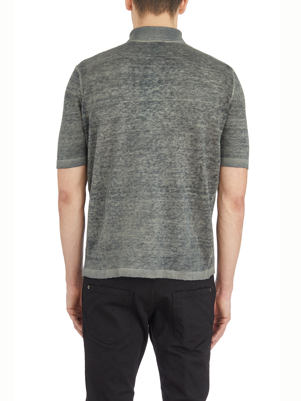 AVANT TOI Men's Short Sleeve Linen Knit Polo Shirt