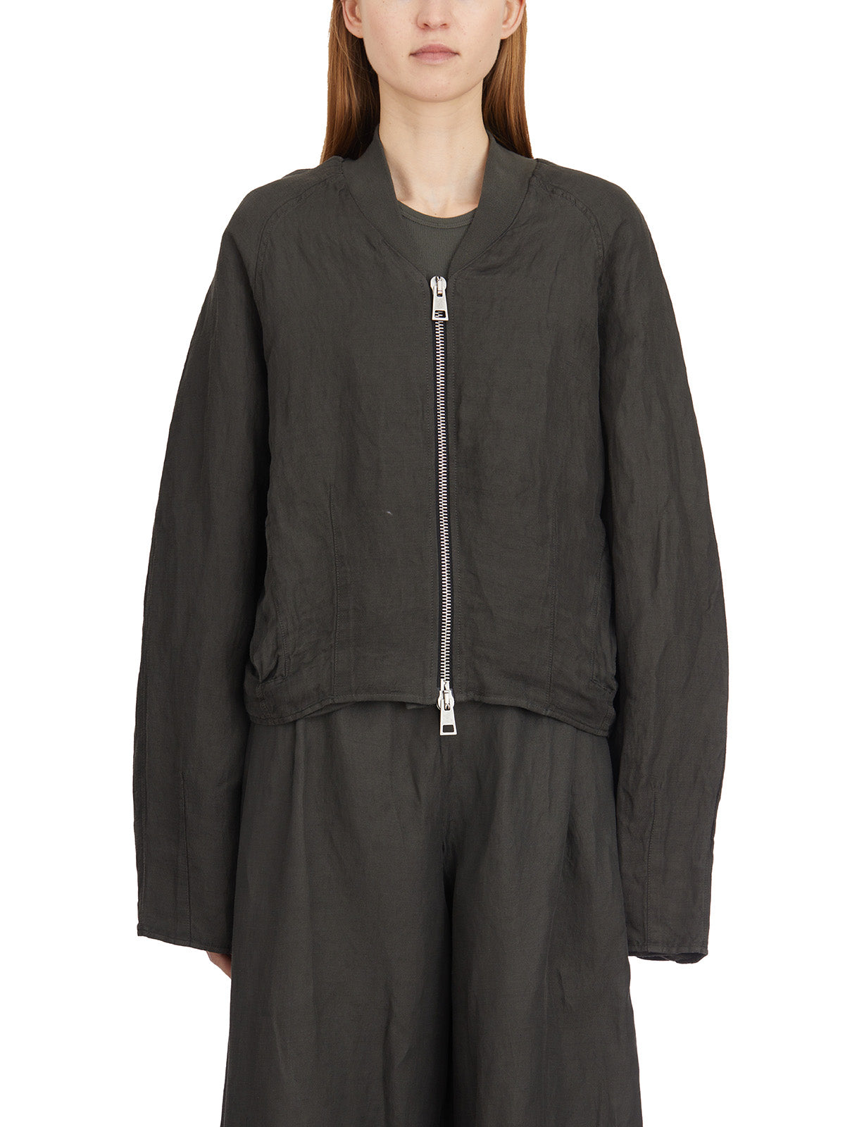 ANDREA YA'AQOV Oversized Linen and Cupro Bomber Jacket - Size S
