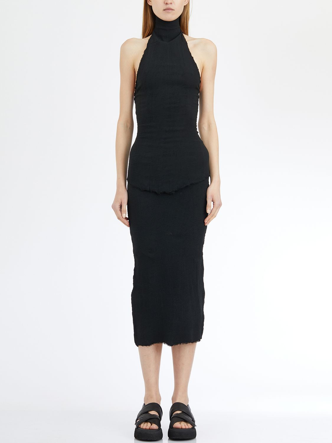 MARC LE BIHAN High Neck Open Back Stretch Tank Top (Size 38)