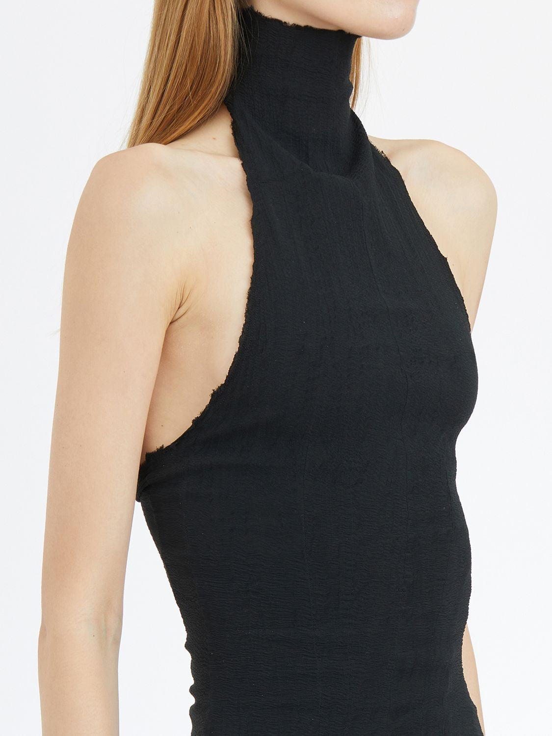 MARC LE BIHAN High Neck Open Back Stretch Tank Top (Size 38)