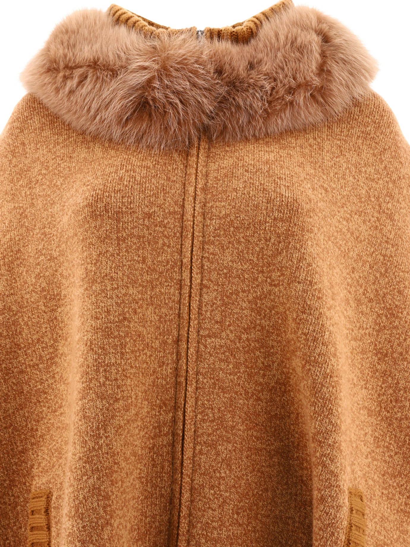 GIOVI Women's Cape with Luxurious Fur Inserts