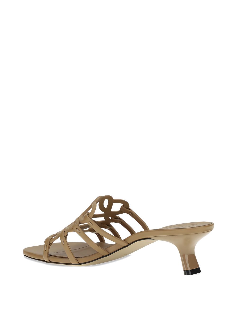 LOEWE Signature Anagram Leather Sandals with Kitten Heel