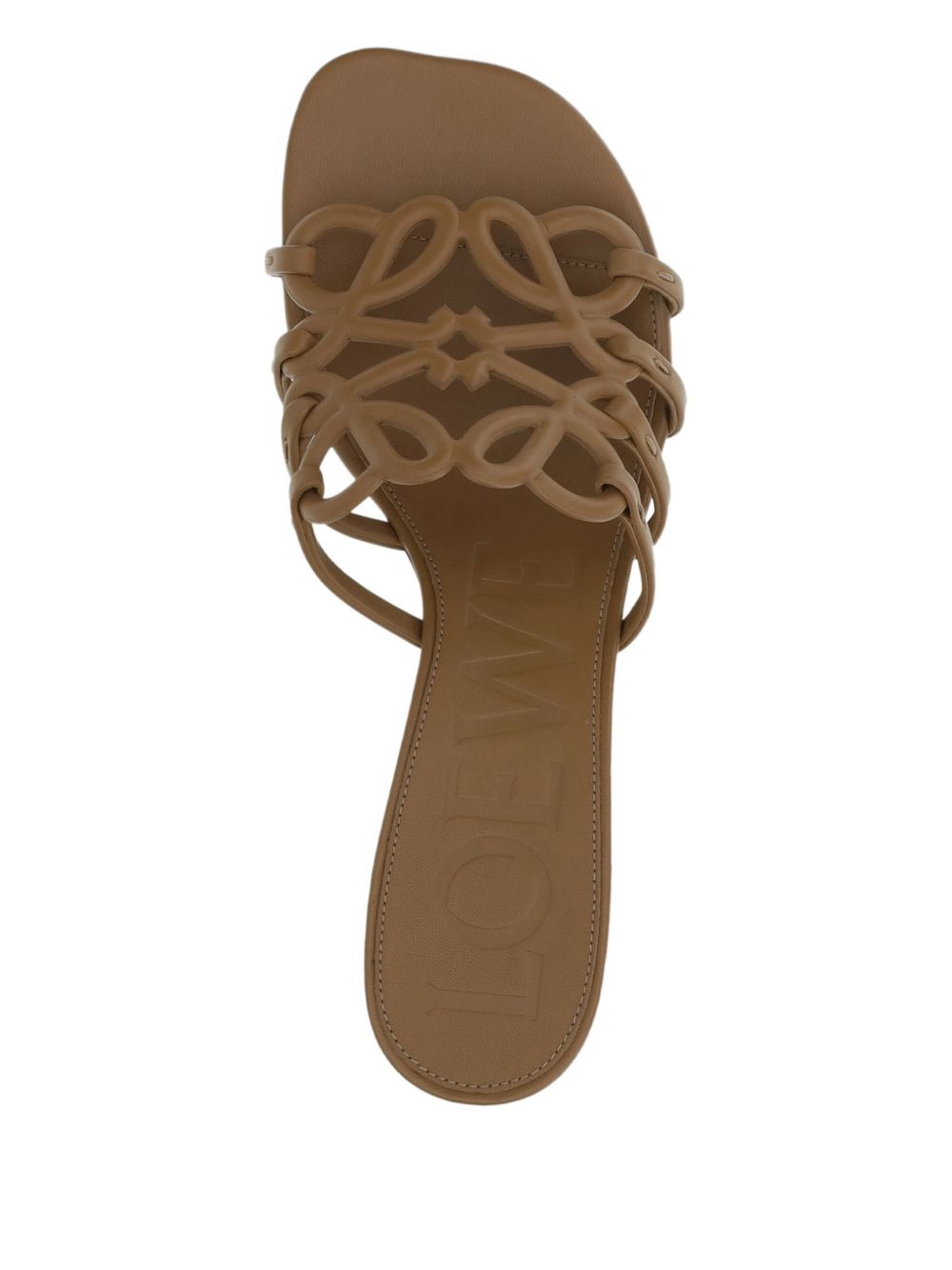 LOEWE Signature Anagram Leather Sandals with Kitten Heel