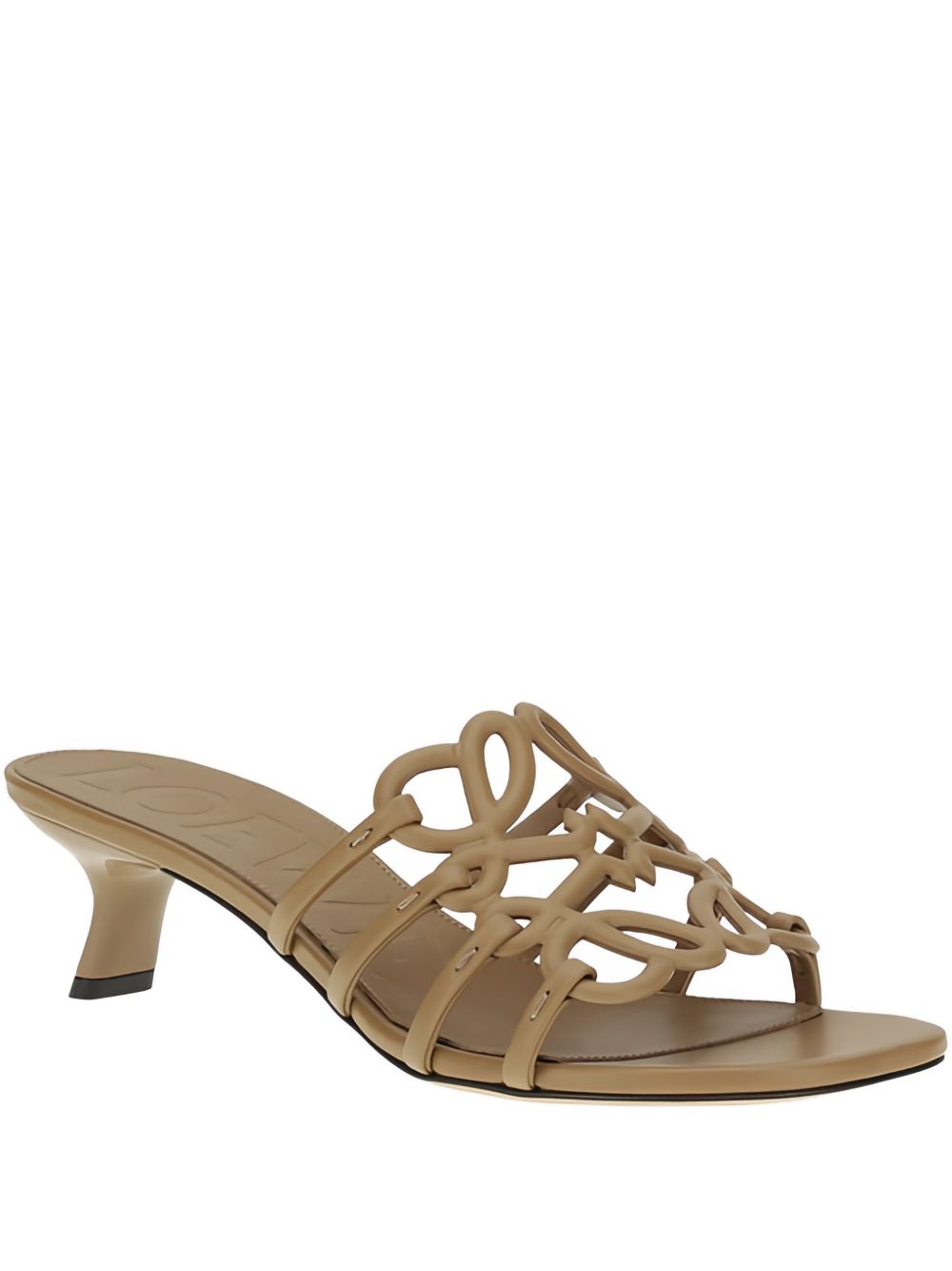 LOEWE Signature Anagram Leather Sandals with Kitten Heel