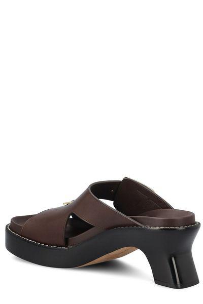 LOEWE Leather Cut-Out Detail Sandals with Sculpted Heel