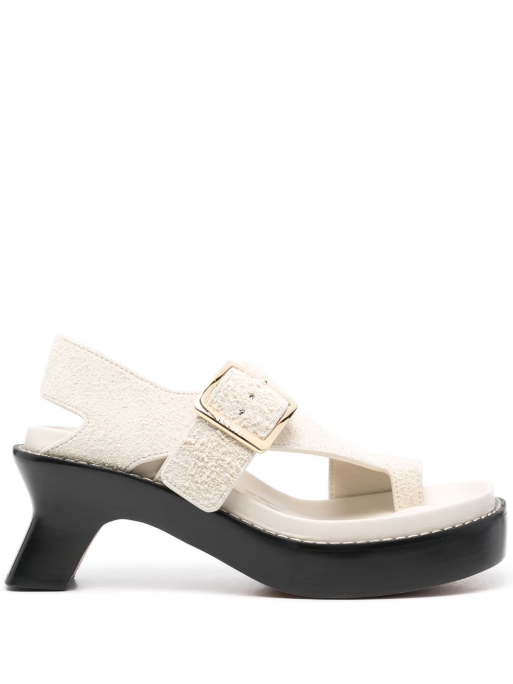 LOEWE Stylish Leather Square Open Toe Sandals with High Heel