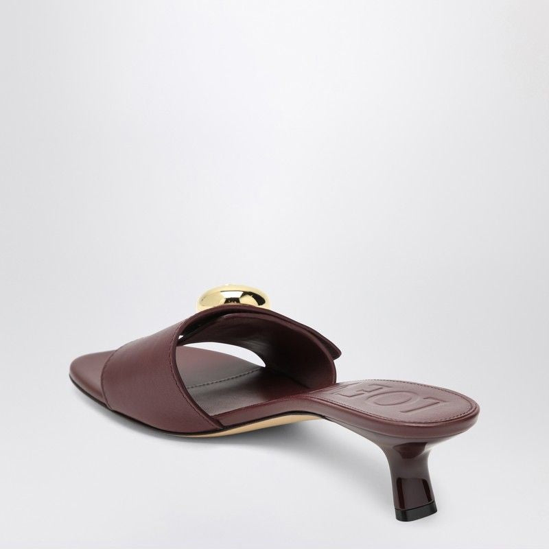 LOEWE 100% Leather Slide Sandals with Pebble Medallion