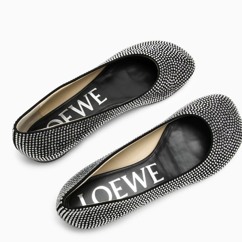 LOEWE Ballerina Toy Mini Leather Sandals with Rhinestones