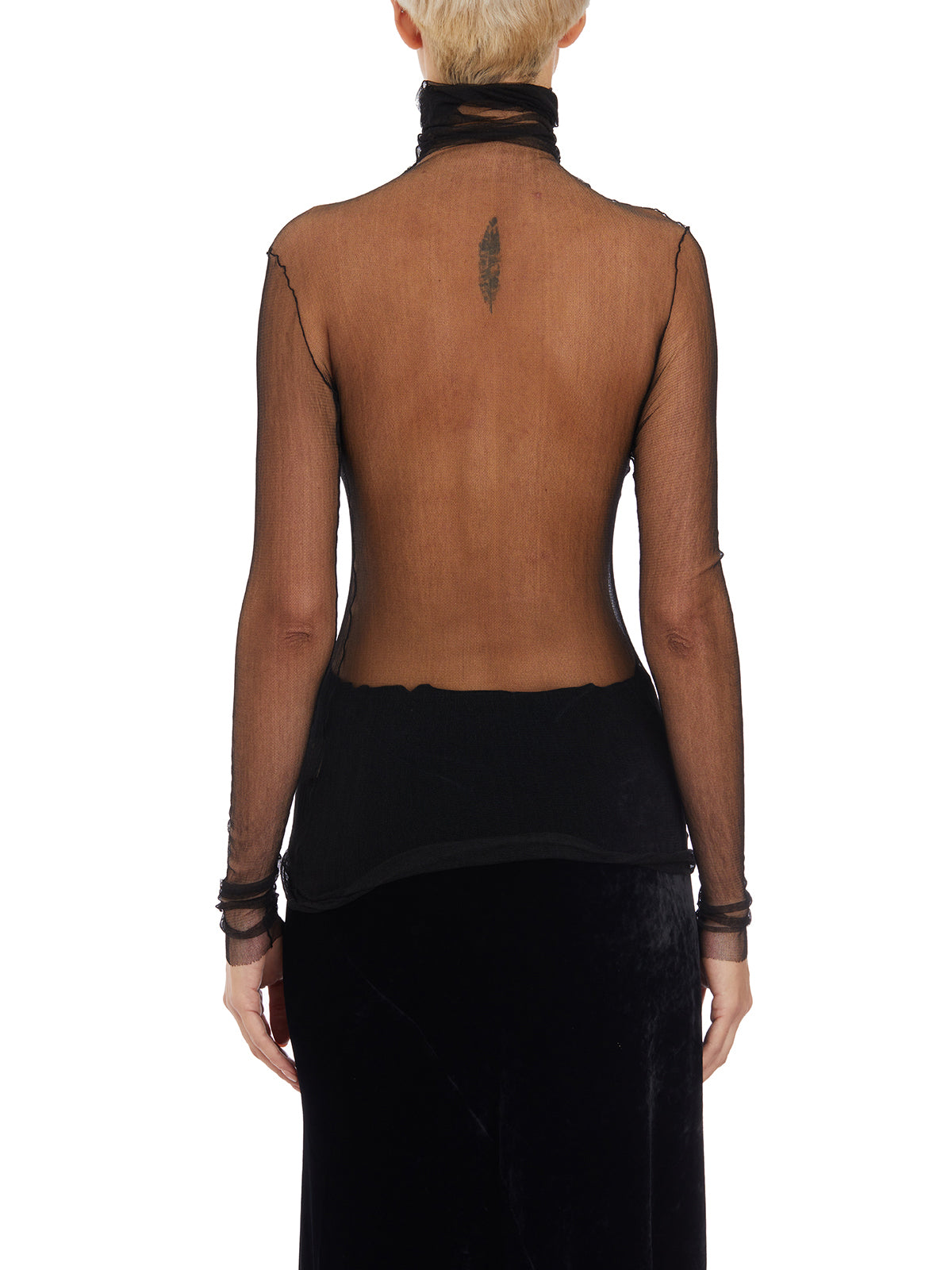 CORTANA High Neck Sheer Slim Fit Top - Size 36