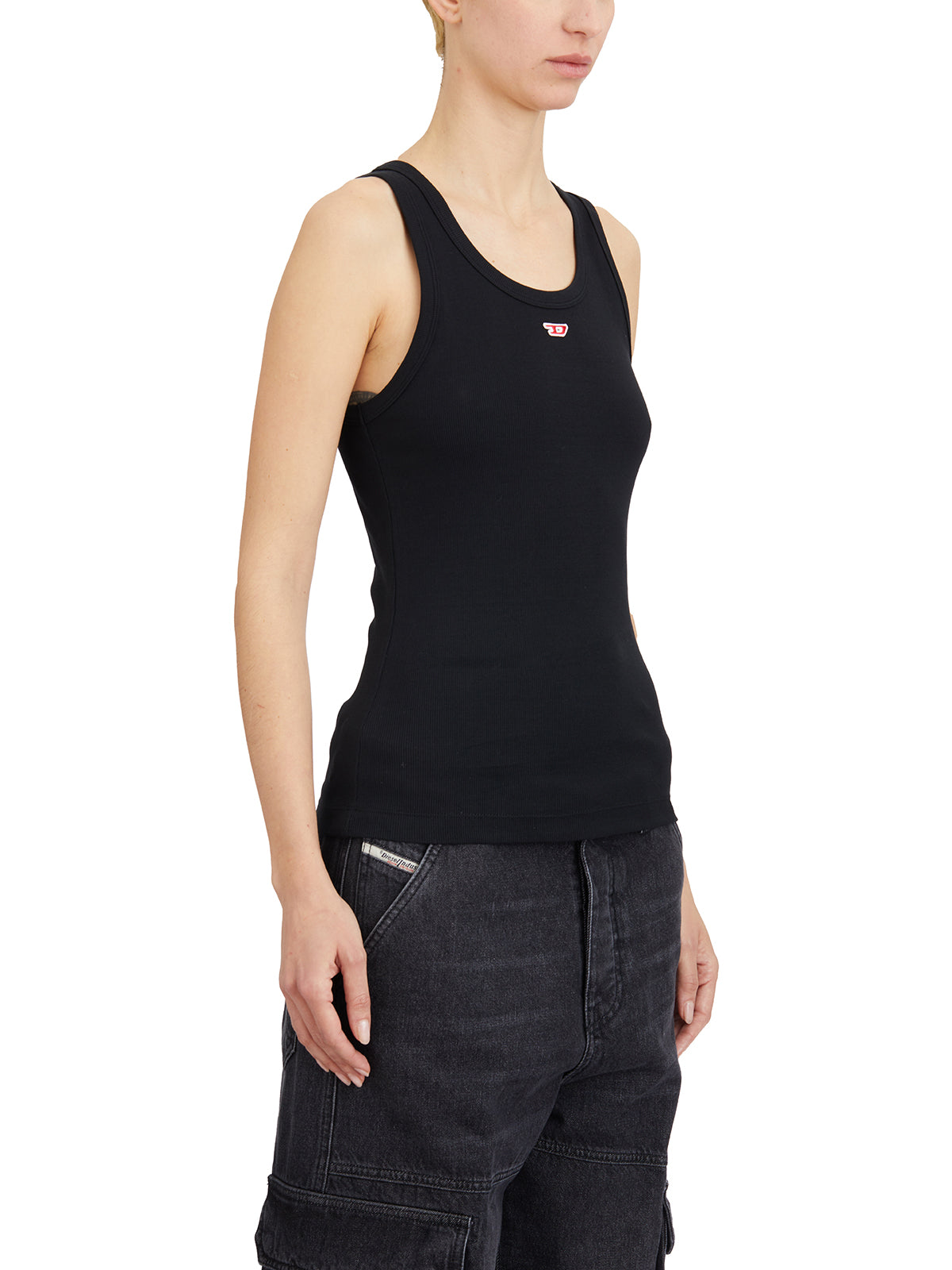 DIESEL Slim Fit Mini Logo Cotton Stretch Tank Top - Size S