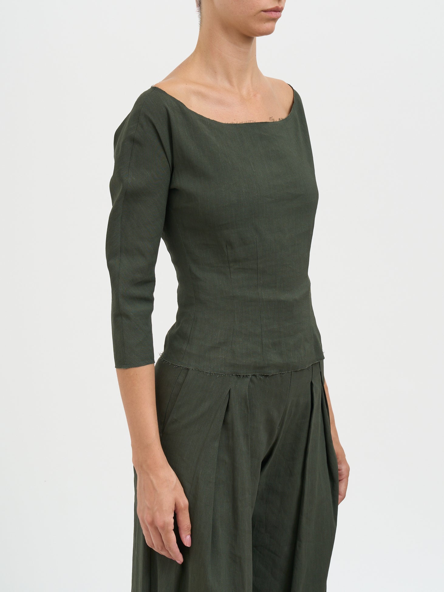 CORTANA Elegant 3/4 Sleeve Linen and Viscose Top