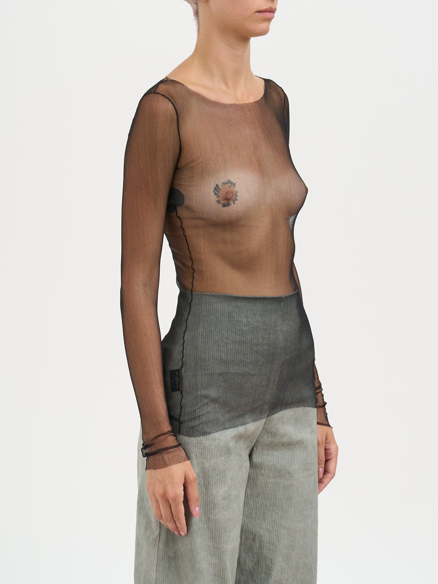 CORTANA Sheer Silk Tulle Top - Slim Fit