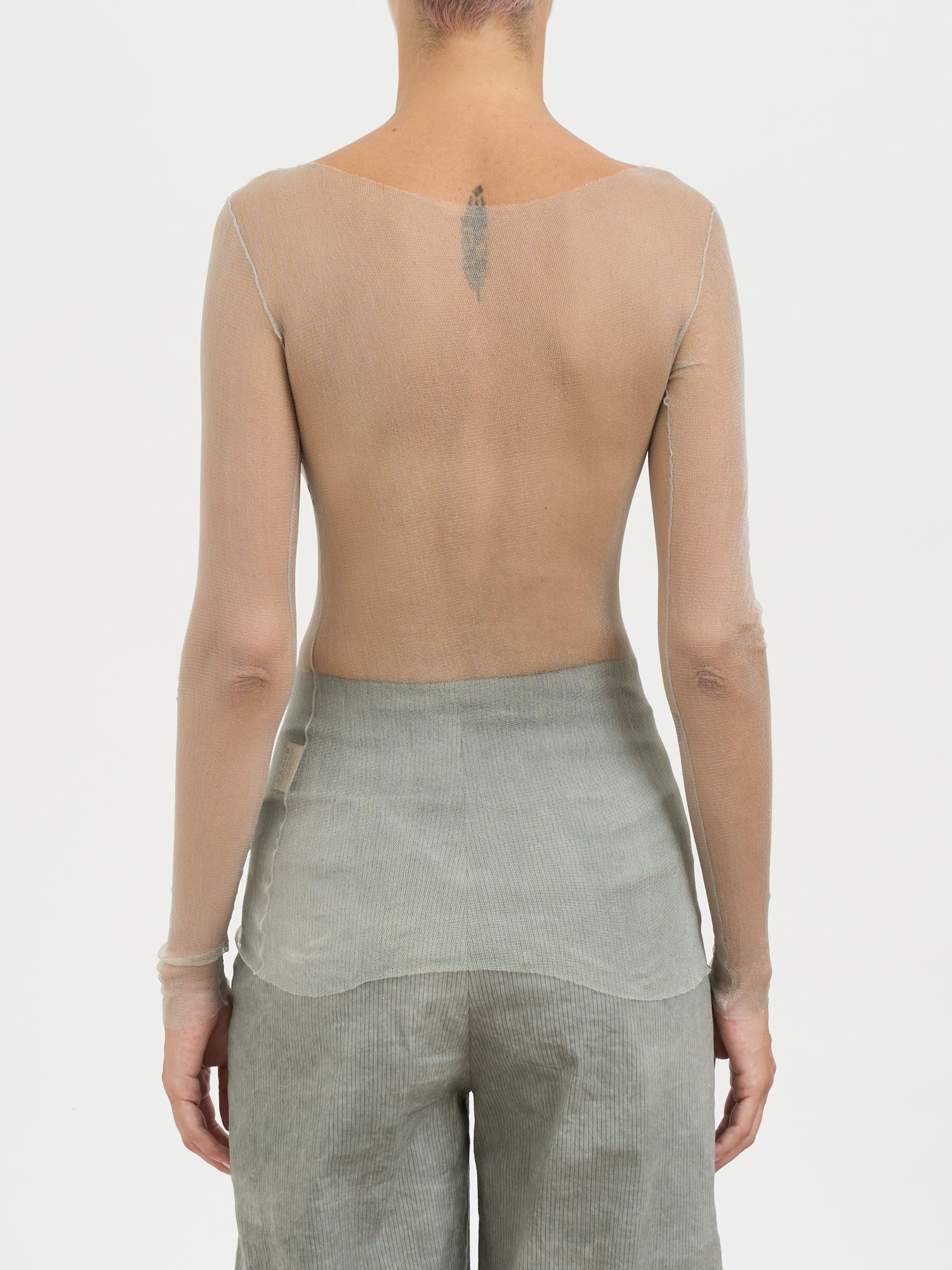 CORTANA Sheer Silk Tulle Top - Slim Fit, Long Sleeves, Size 36