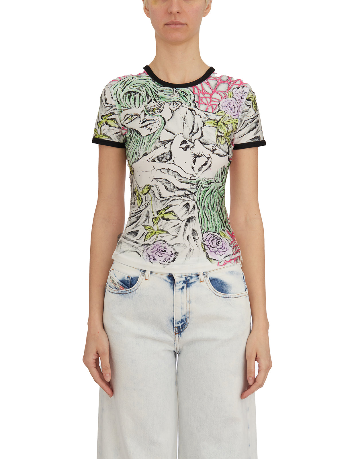 DIESEL Slim Fit Cut Sleeve T-Shirt - Size S