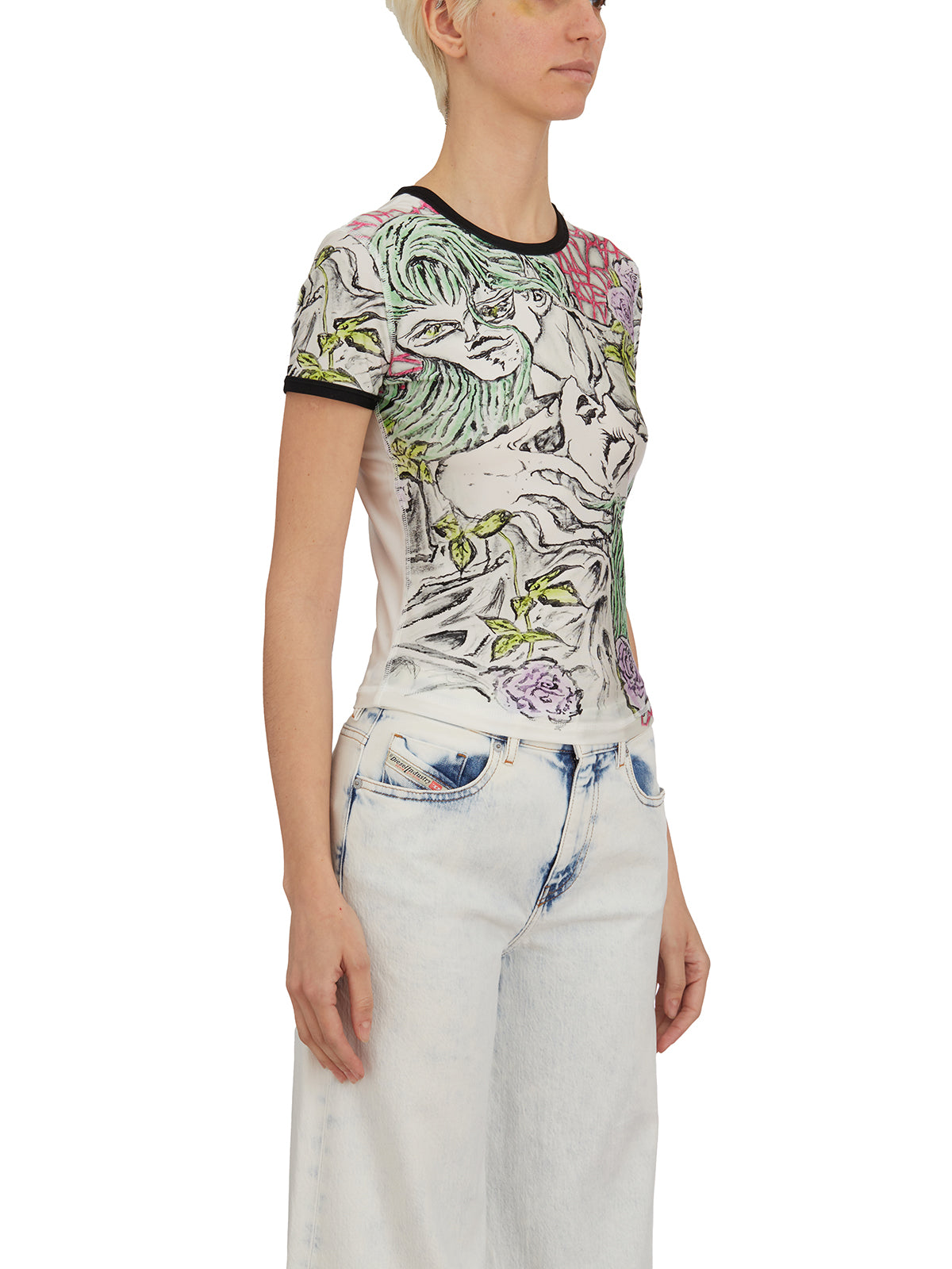 DIESEL Slim Fit Cut Sleeve T-Shirt - Size S