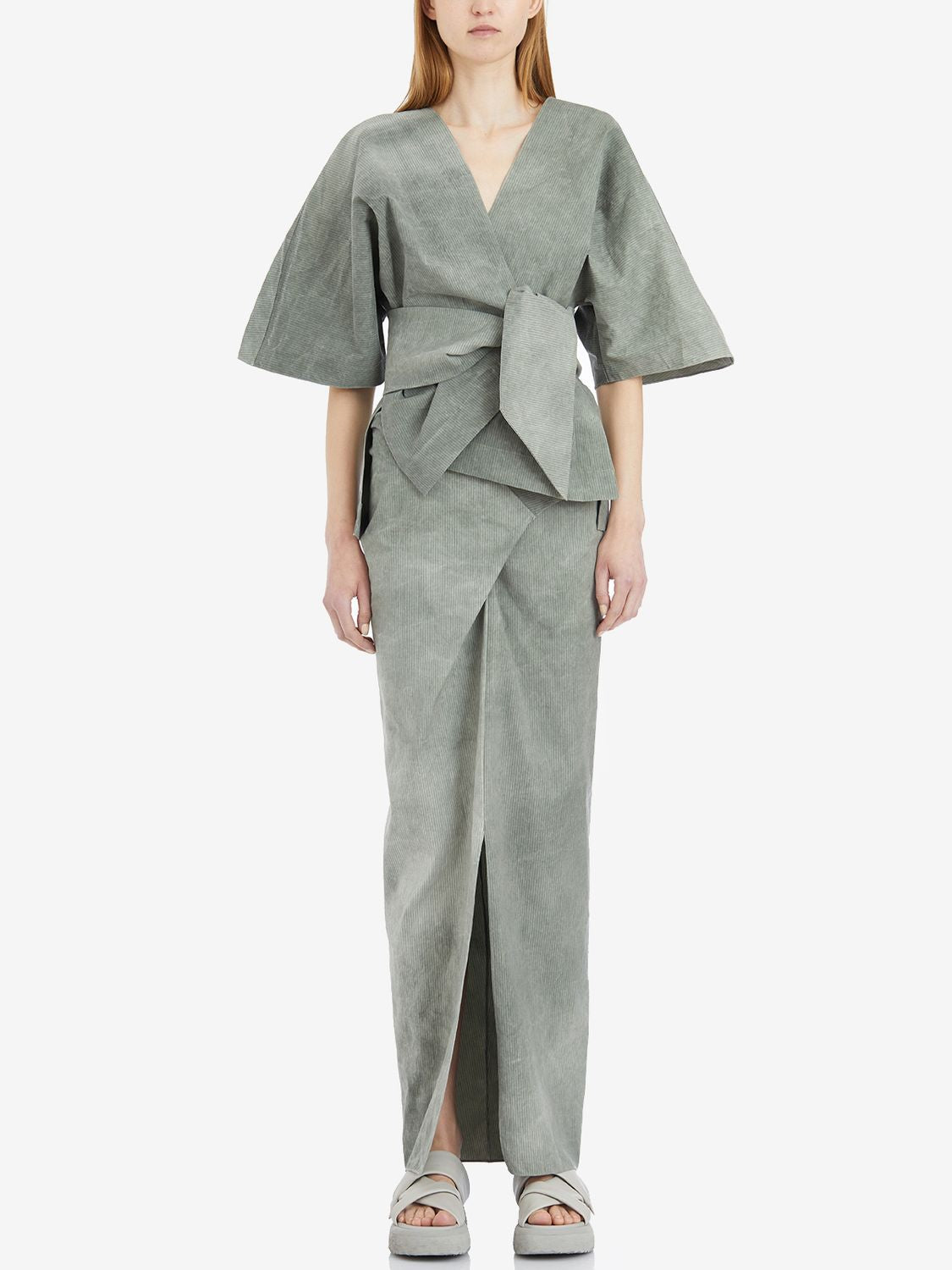 CORTANA High-Waisted Linen and Cotton Mini Skirt