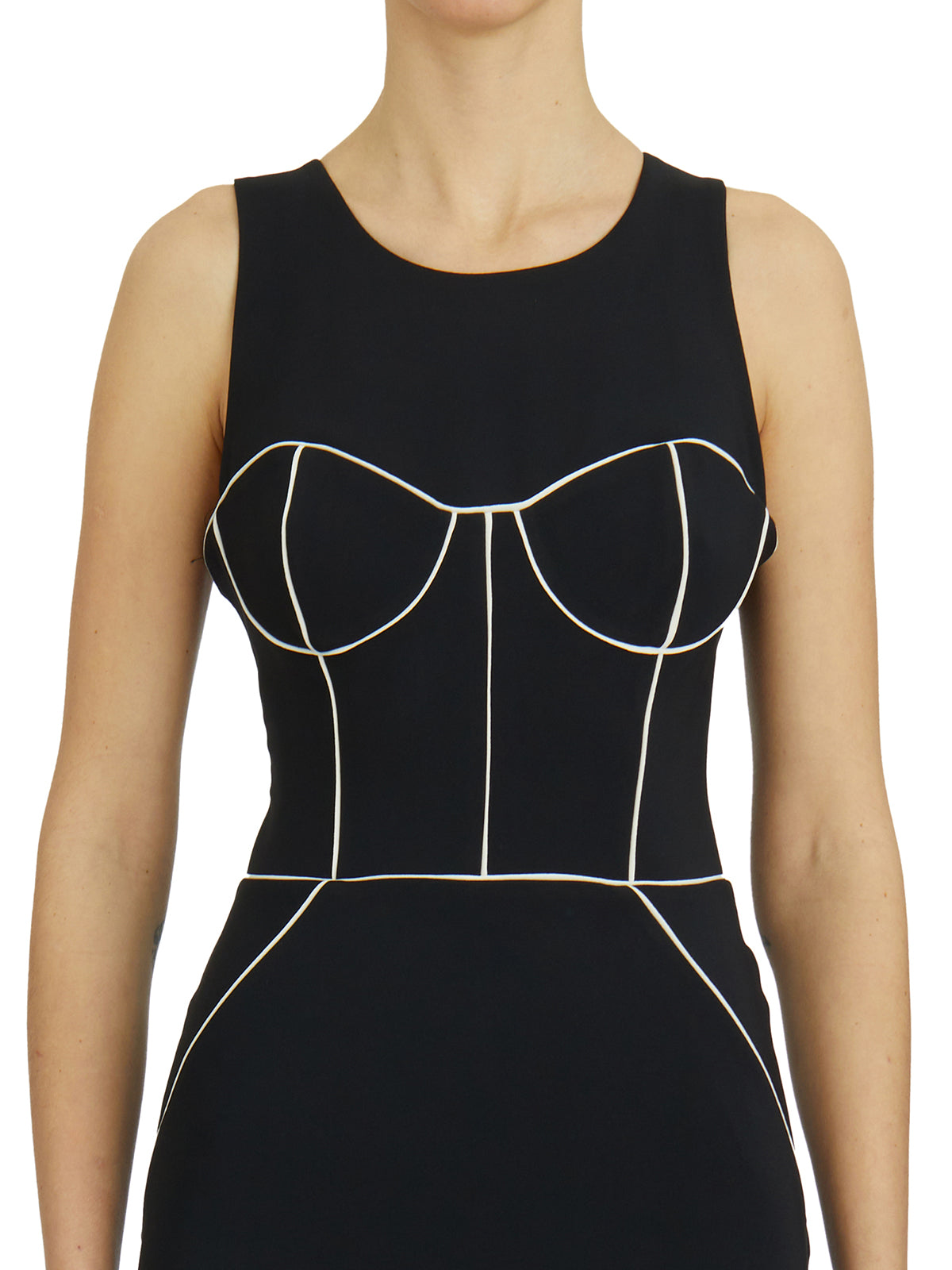 ELISABETTA FRANCHI Sheath Dress with Contrast Piping - Size 40