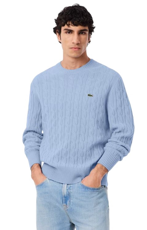 LACOSTE Crew-neck Braided Sweater for Men