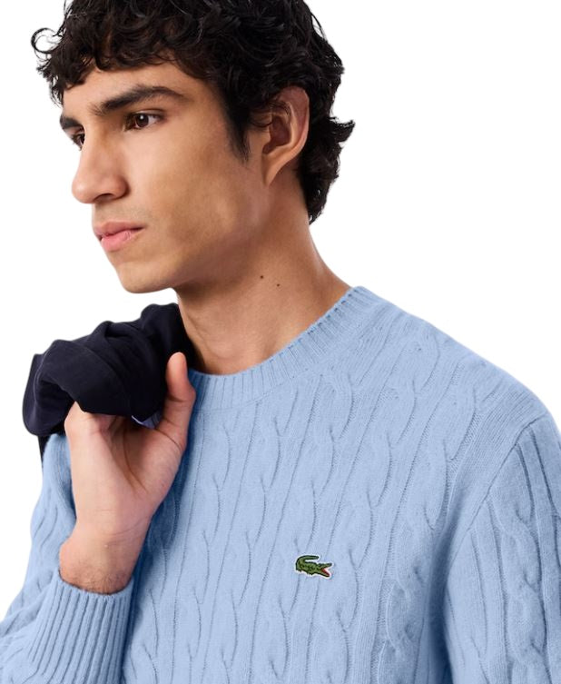 LACOSTE Crew-neck Braided Sweater for Men