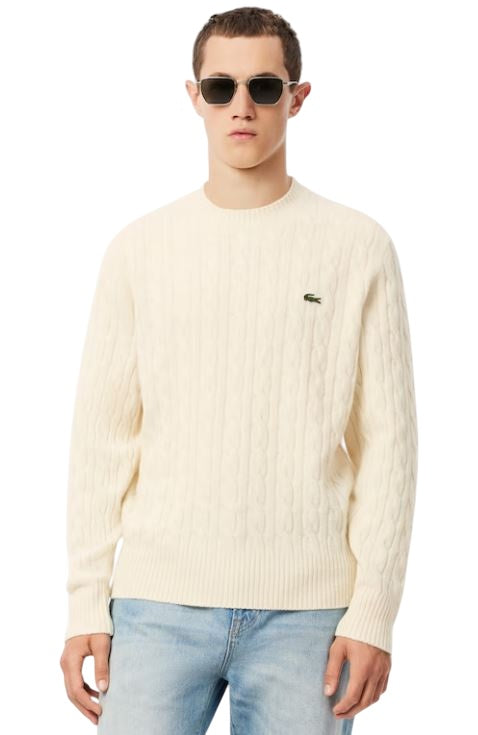 LACOSTE Crew-neck Braided Sweater