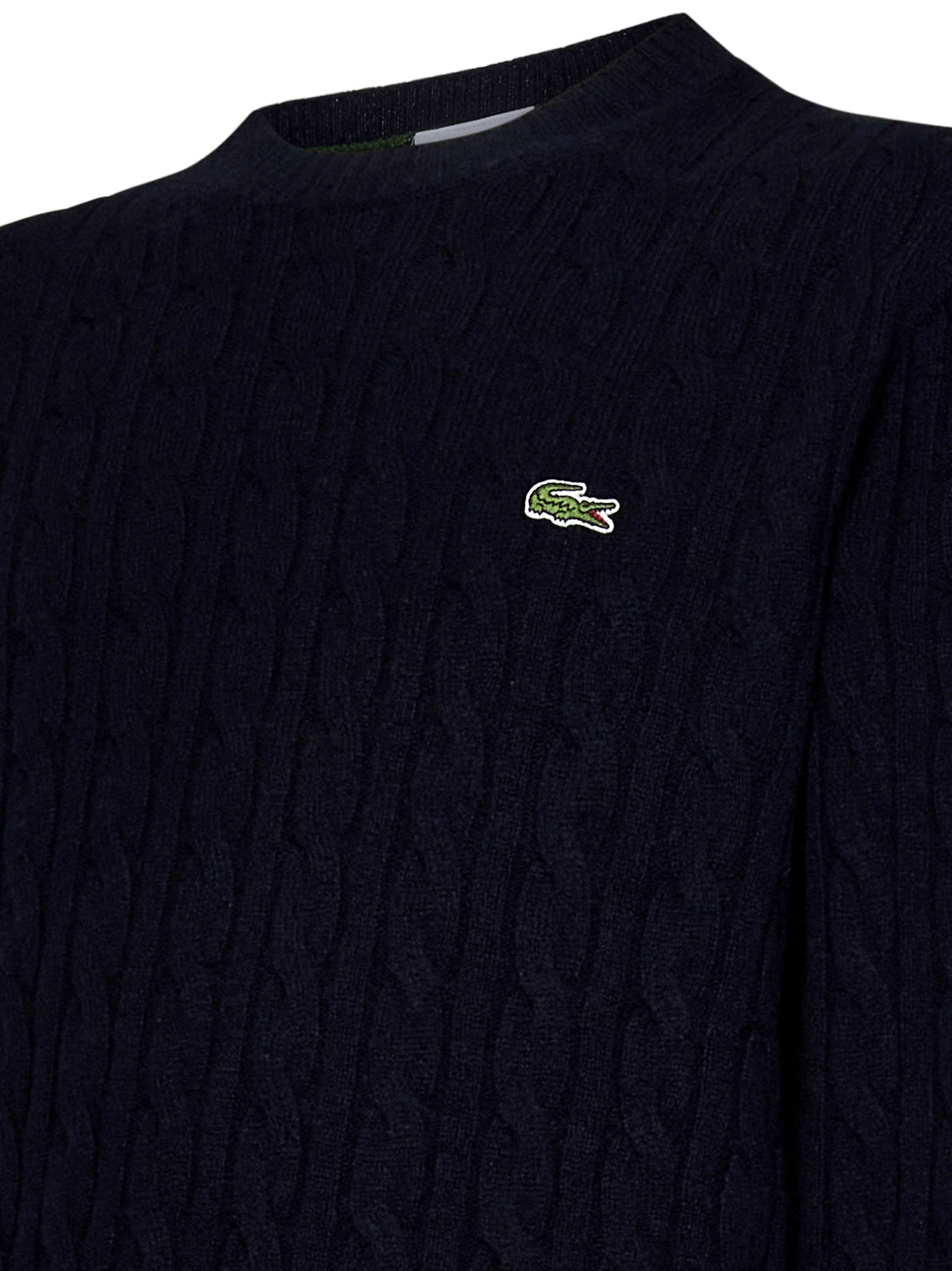 LACOSTE Men's Cozy Cable Knit Crew Neck Sweater - Size 4
