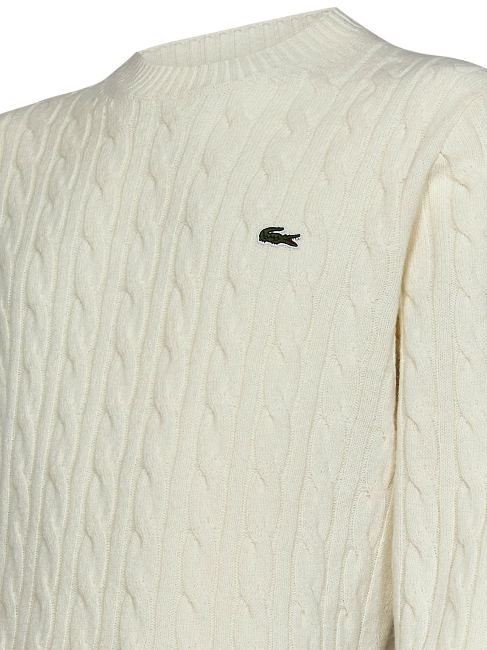 LACOSTE Cable-Knit Sweater with Crew Neck - Size 48 IT