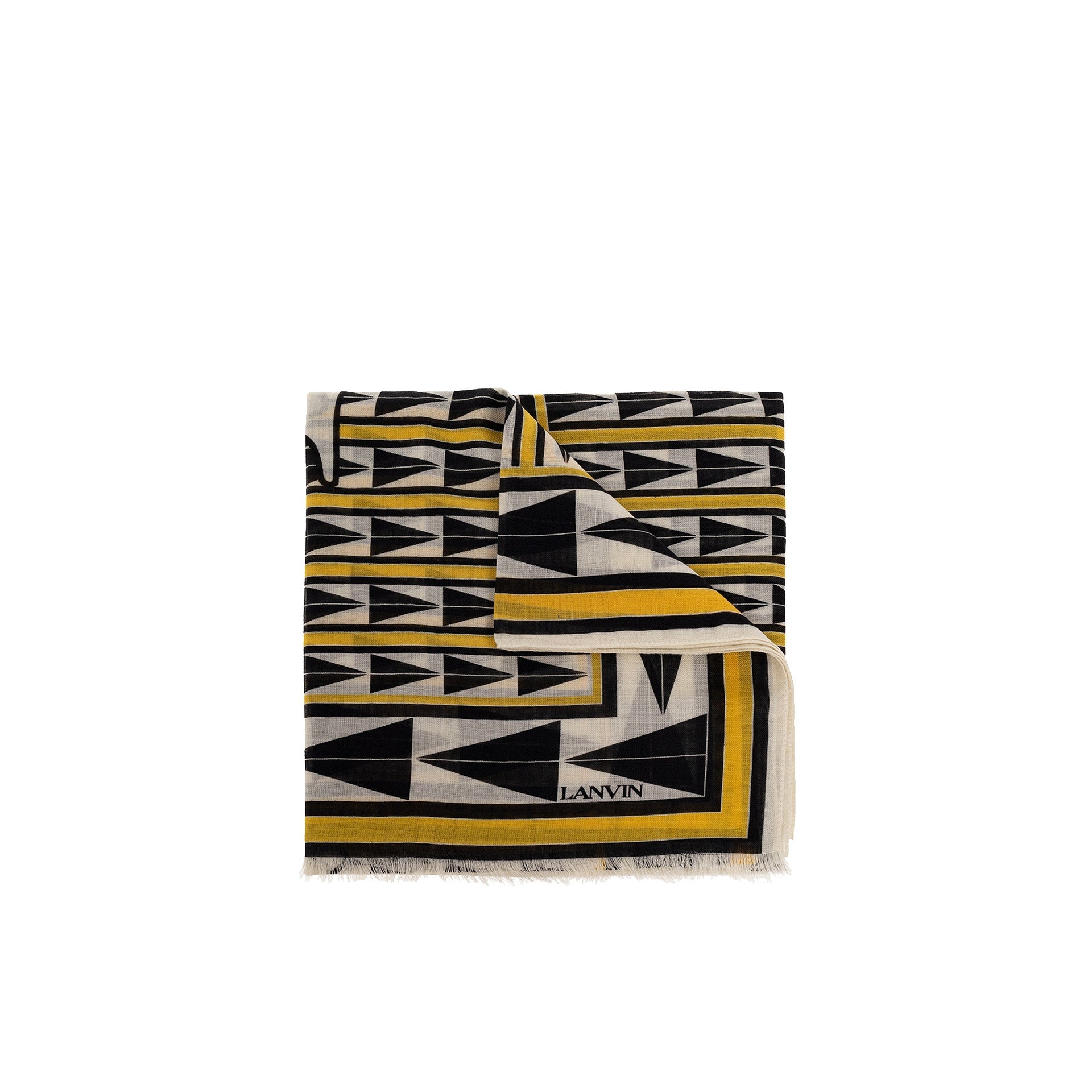 LANVIN Geometric Pattern Wool Scarf - 200 cm Length