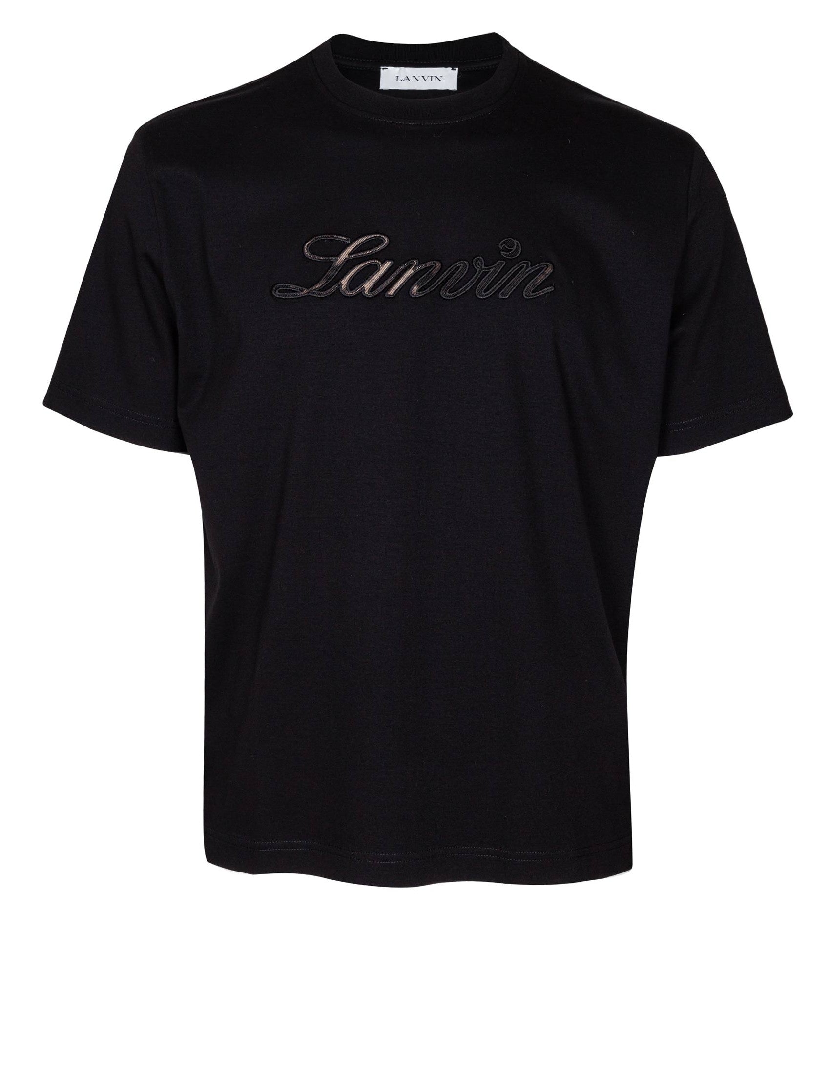 LANVIN Embroidered Logo Denim T-Shirt - Classic Fit