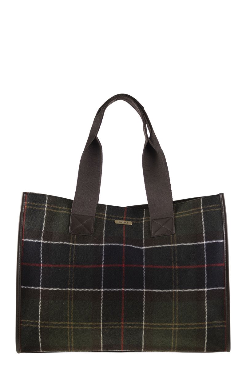 BARBOUR Tartan Tote Handbag - 42 x 33 x 13.5 cm