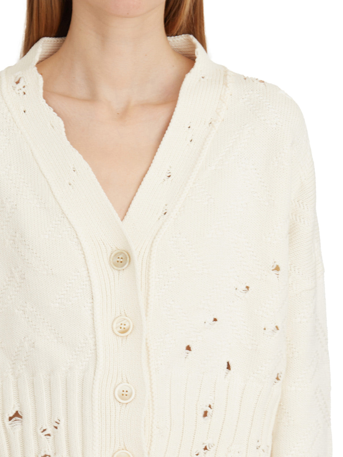 MARNI Cropped Mini Cardigan with Embroidered Logo and Distressed Details