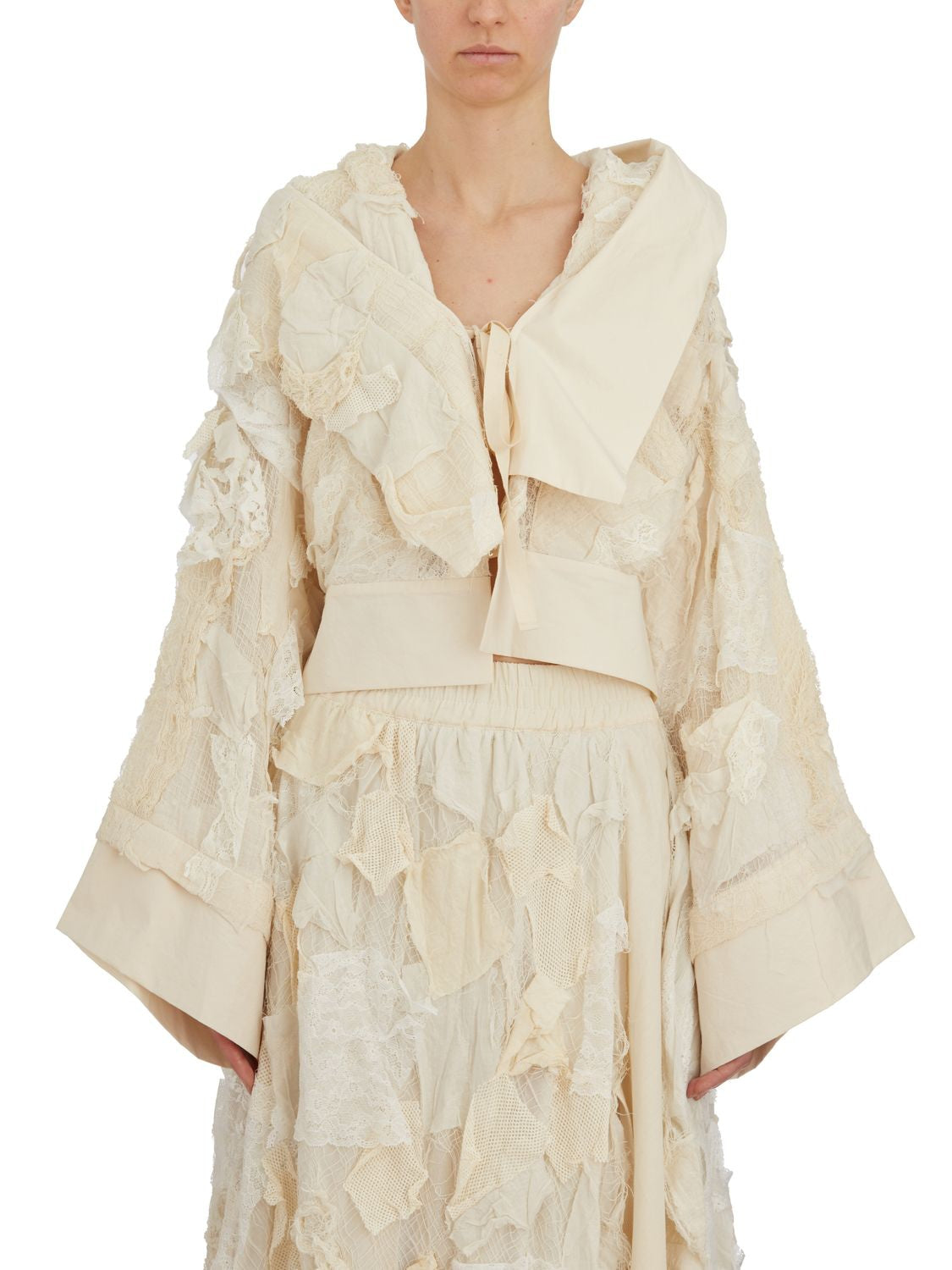 YEUNG CHIN Mini Hooded Short Jacket with Drawstring Closure - Size S