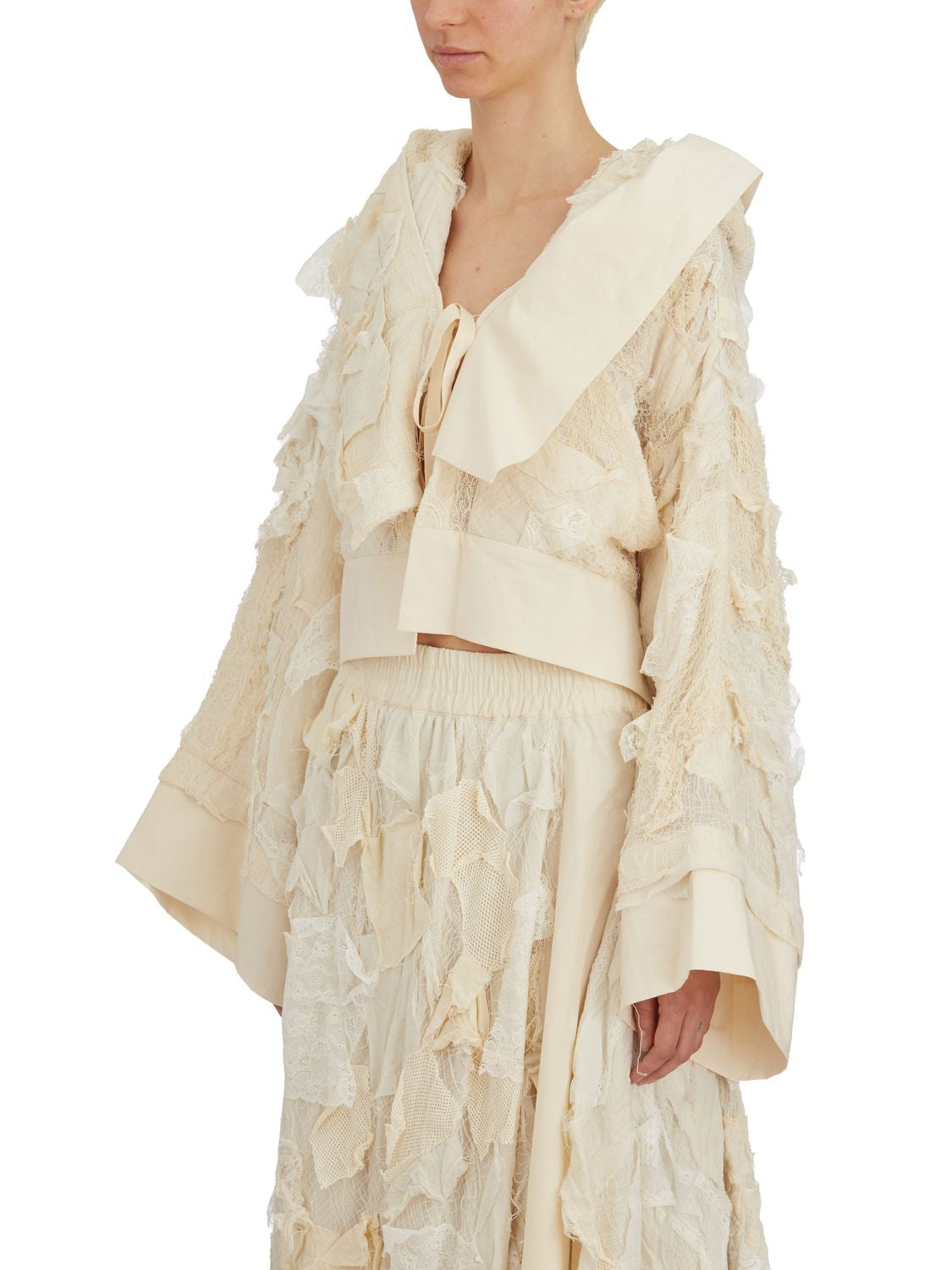 YEUNG CHIN Mini Hooded Short Jacket with Drawstring Closure - Size S