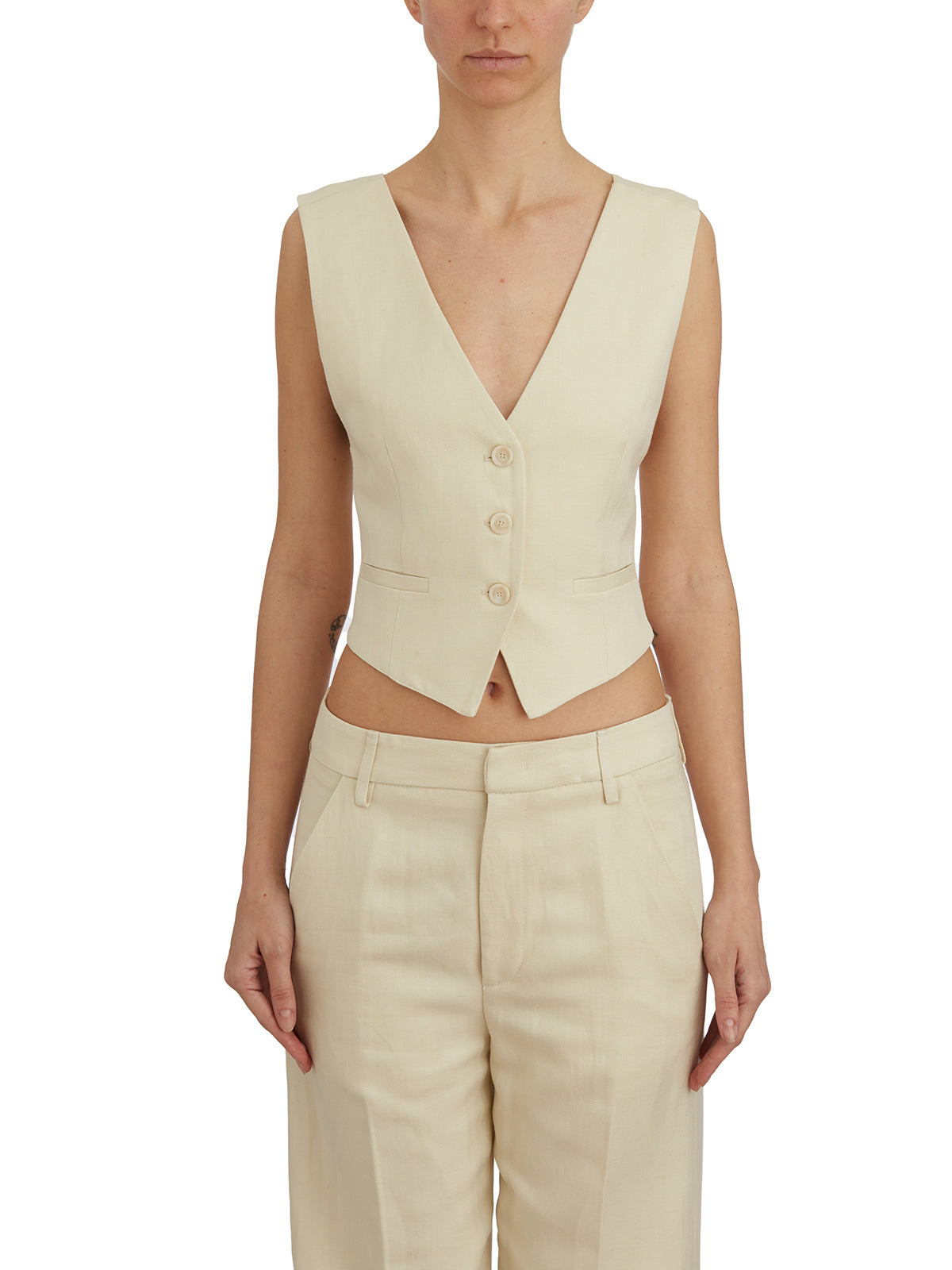 DONDUP Crossback Vest with Deep V Neck - Size 40