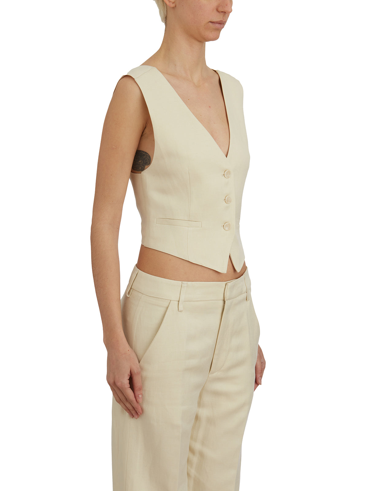 DONDUP Crossback Vest with Deep V Neck - Size 40