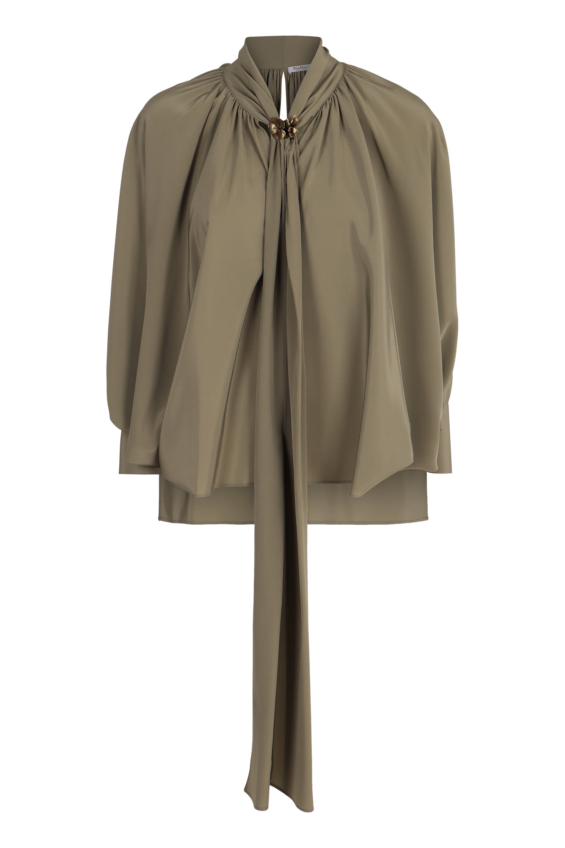 MAX MARA Silk Blouse with Gold-Tone Front Detail