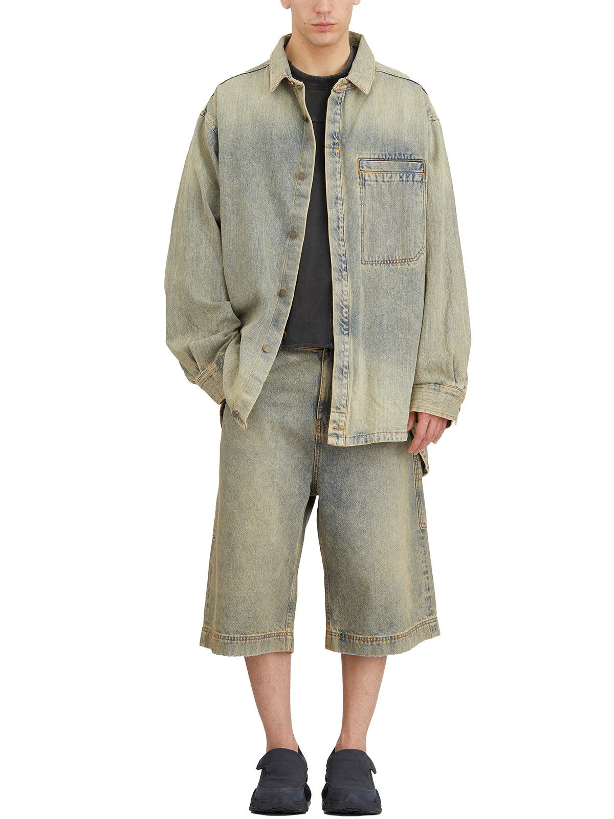 ENTIRE STUDIOS Denim Shirt with Herculean Surface Wave - Size M